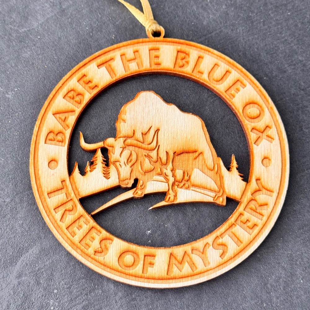 Babe The Blue Ox Trees‎ of Mystery Wooden Ornament Round Laser Cut Souvenir